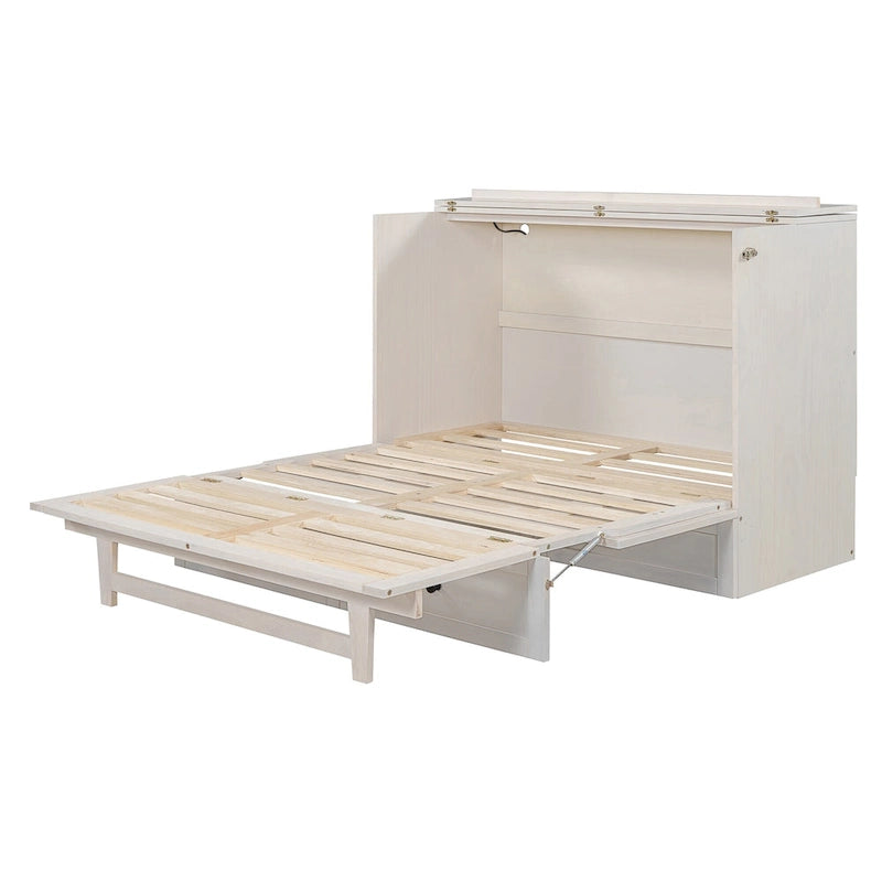 Lit escamotable moderne deux places avec tiroirs de rangement polyvalents et port USB