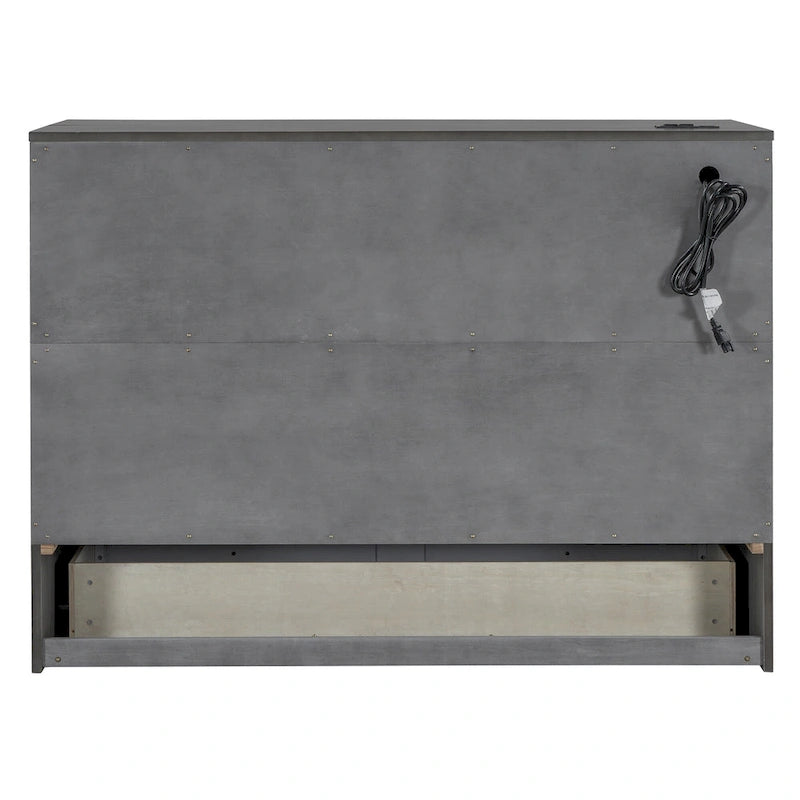 Lit escamotable moderne deux places avec tiroirs de rangement polyvalents et port USB