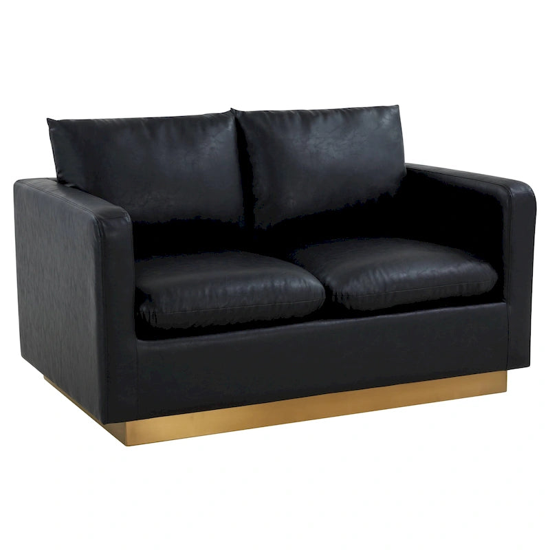Causeuse moderne en cuir avec base et coussins dorés - 55.9