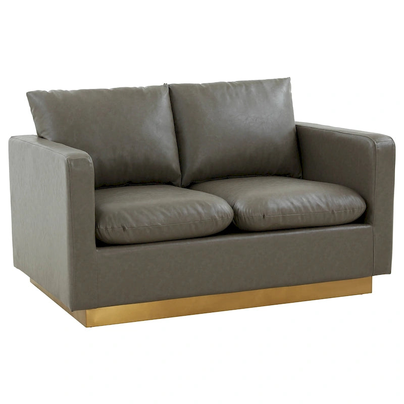 Causeuse moderne en cuir avec base et coussins dorés - 55.9