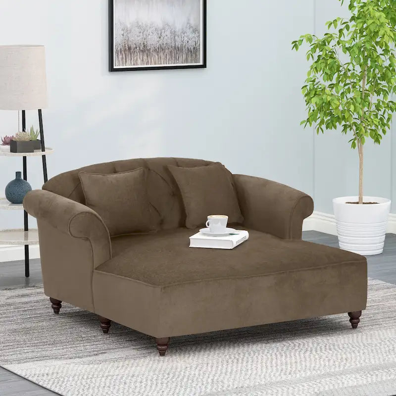 Chaise longue double capitonnée contemporaine avec coussins décoratifs