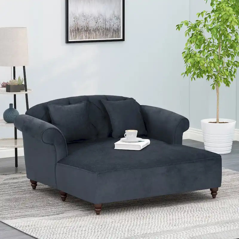 Chaise longue double capitonnée contemporaine avec coussins décoratifs