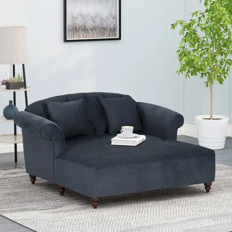 Chaise longue double capitonnée contemporaine avec coussins décoratifs