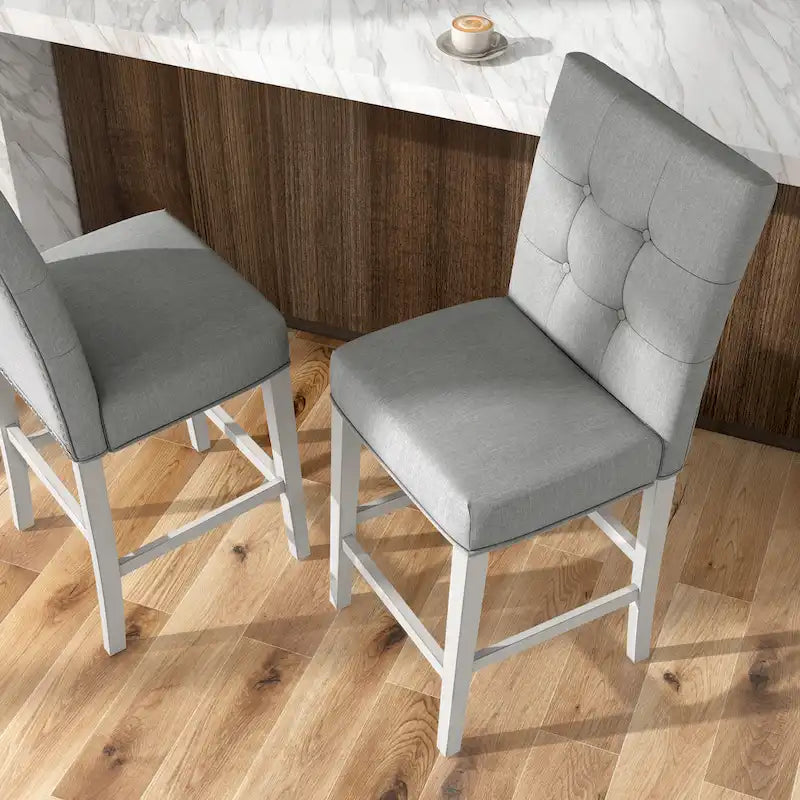 Chaises de comptoir modernes capitonnées grises (ensemble de 2)