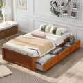 Cadre de lit plateforme simple en bois massif avec 3 tiroirs de rangement