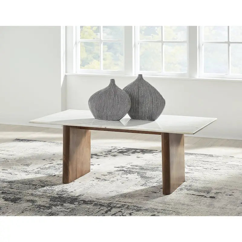 Signature Design by Ashley Isanti Light Brown/White Coffee Table - 48W x 26D x 17H