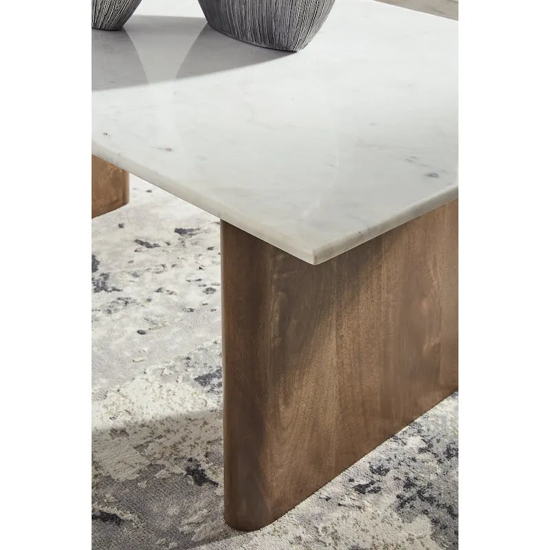 Table basse marron clair/blanc